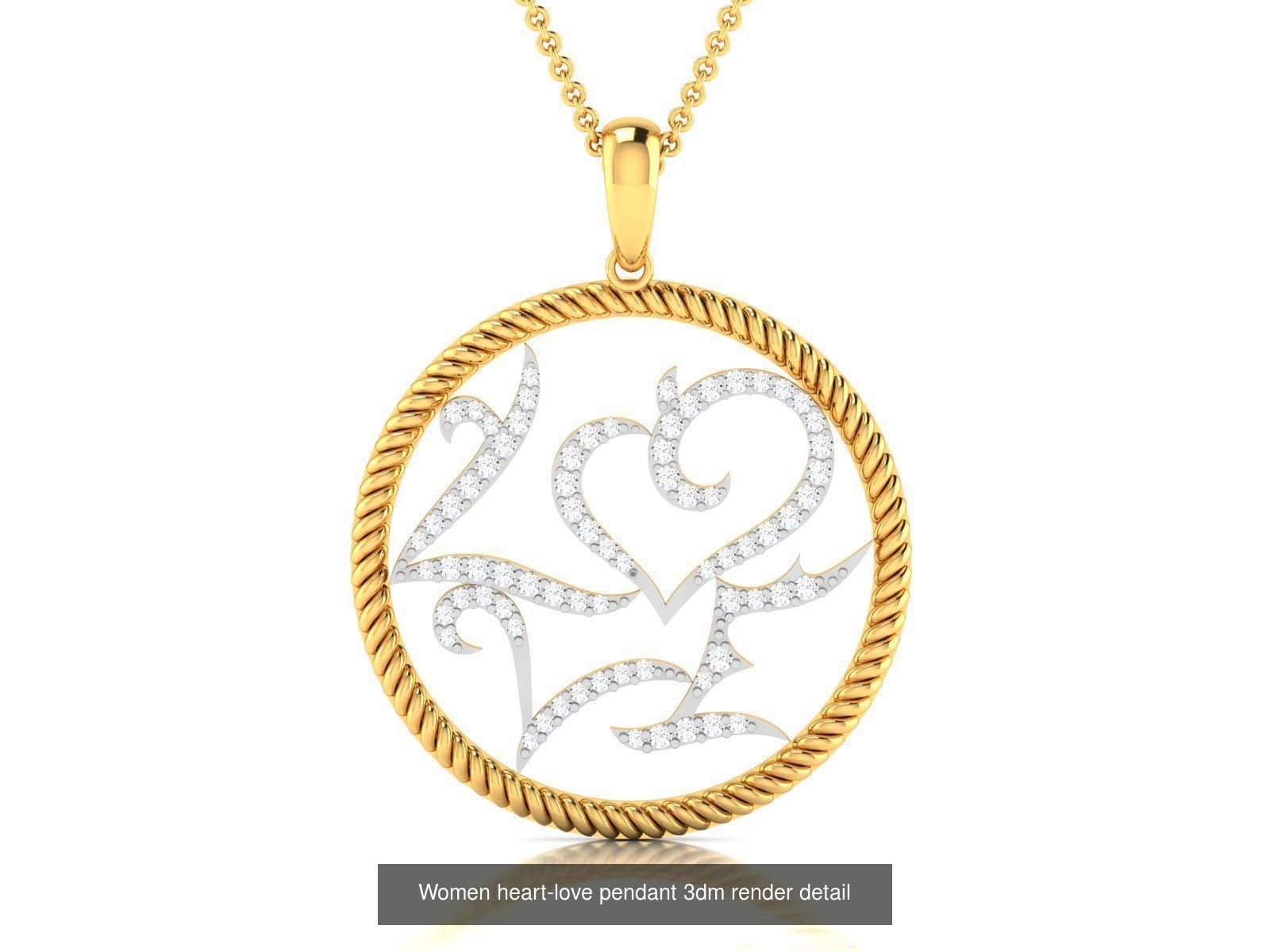 109 Love valentine ring earrings pendant 3dm render details 3D Model Collection_86