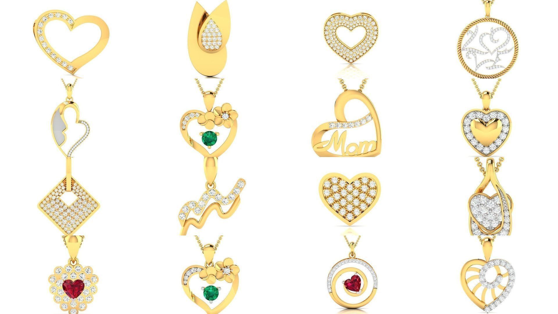 109 Love valentine ring earrings pendant 3dm render details 3D Model Collection_2