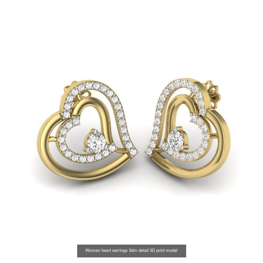 109 Love valentine ring earrings pendant 3dm render details 3D Model Collection_32
