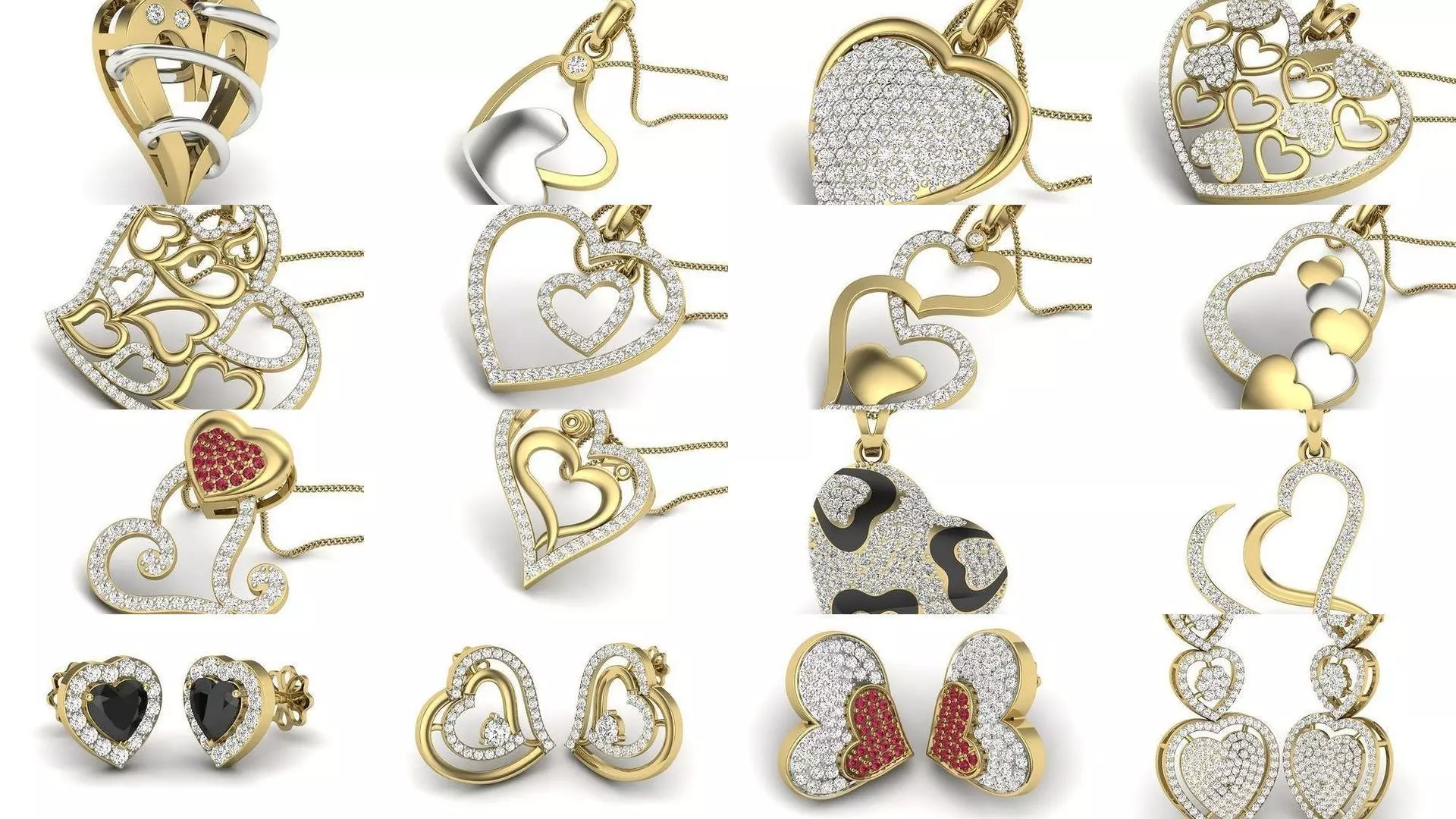 109 Love valentine ring earrings pendant 3dm render details 3D Model Collection_0