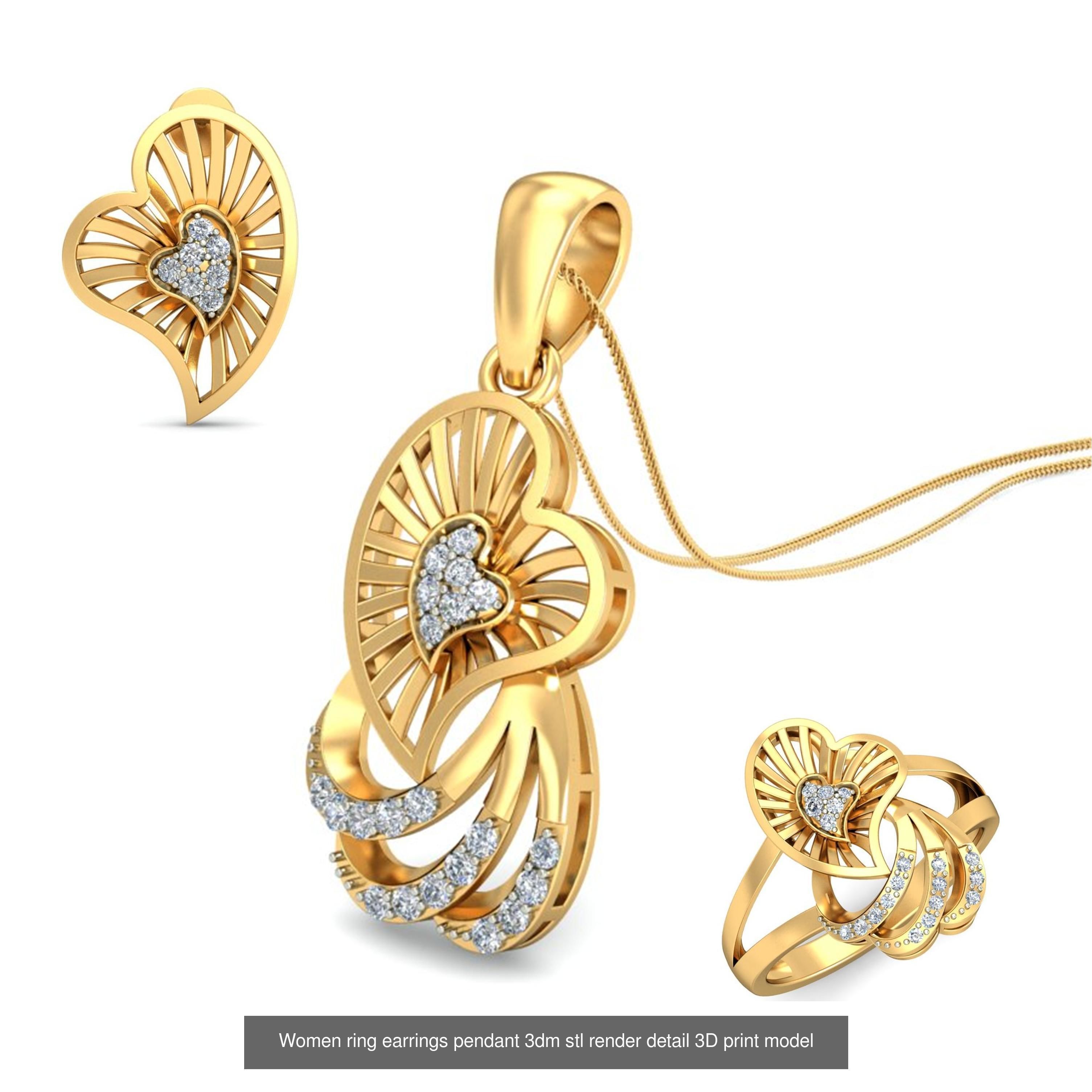 109 Love valentine ring earrings pendant 3dm render details 3D Model Collection_49