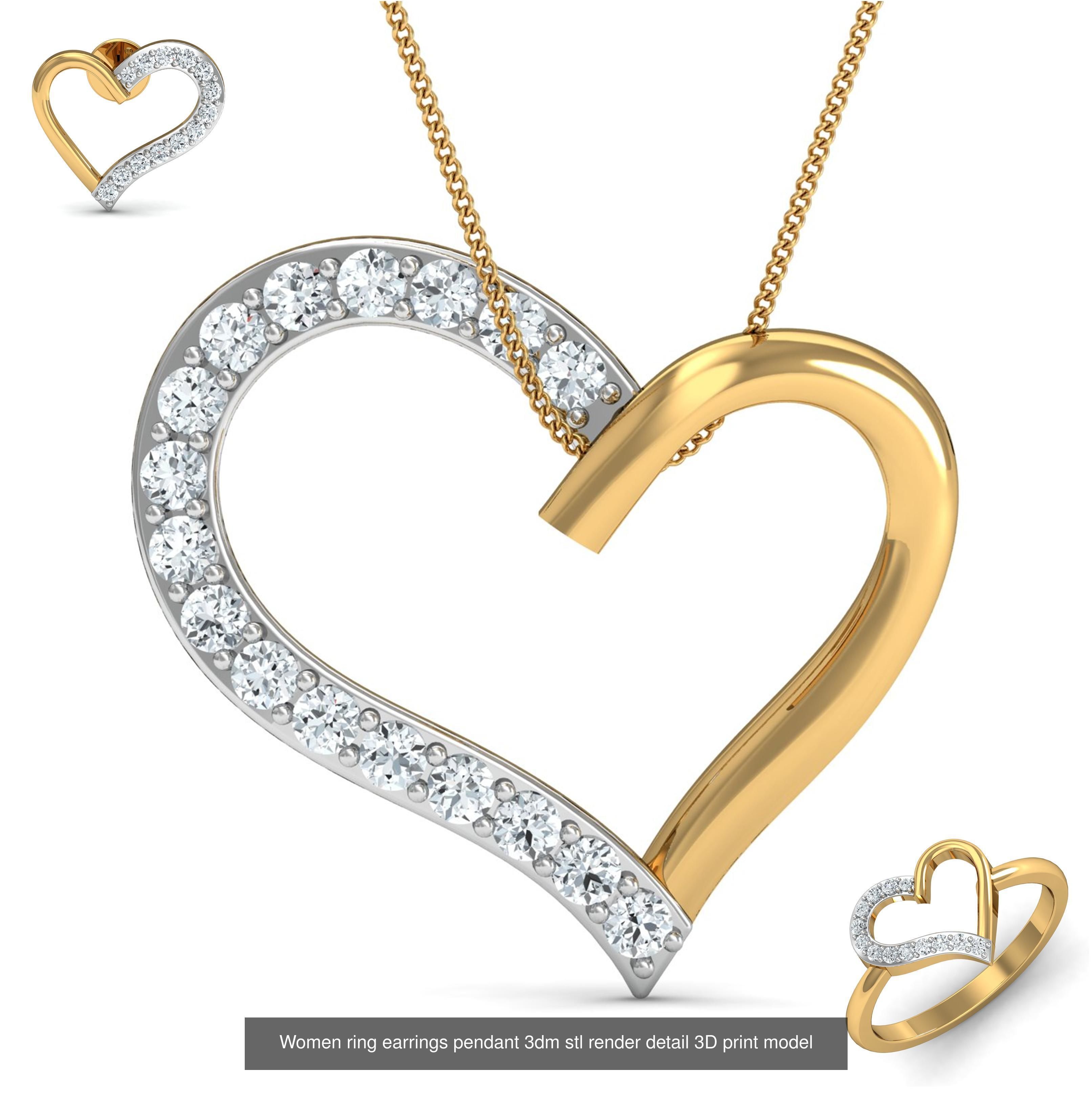 109 Love valentine ring earrings pendant 3dm render details 3D Model Collection_46