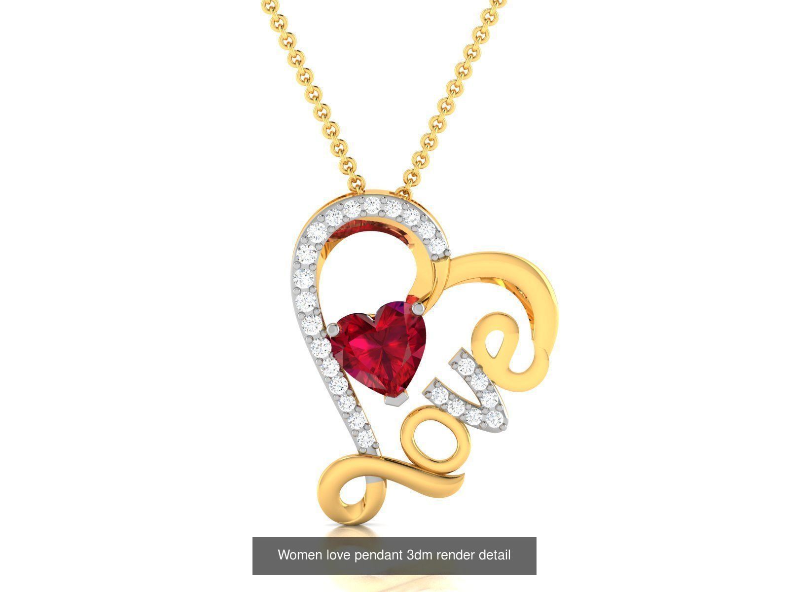 109 Love valentine ring earrings pendant 3dm render details 3D Model Collection_75