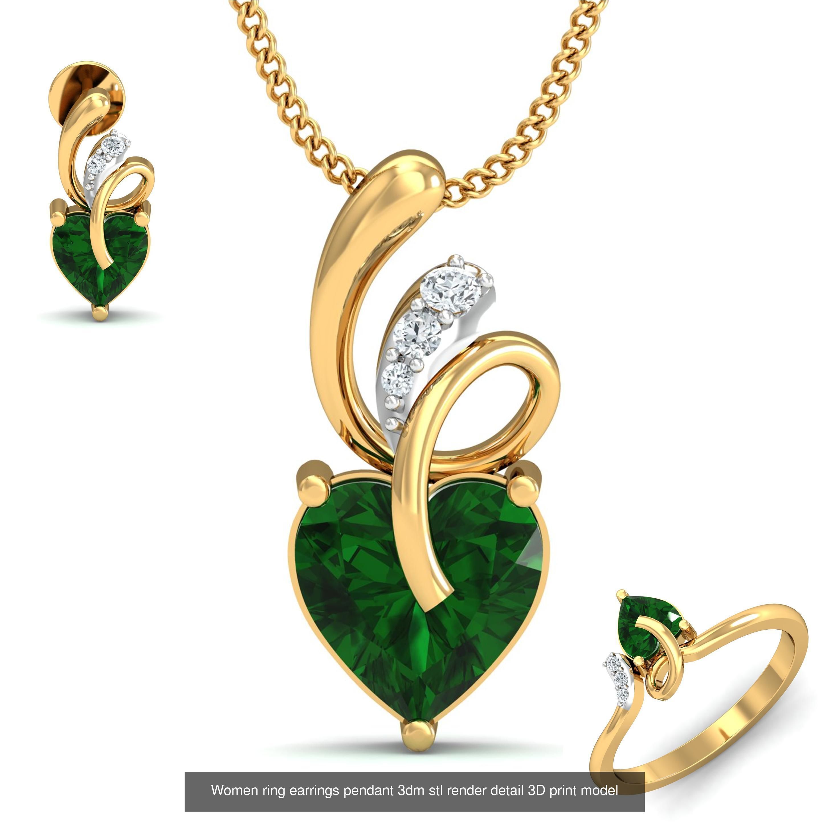 109 Love valentine ring earrings pendant 3dm render details 3D Model Collection_55