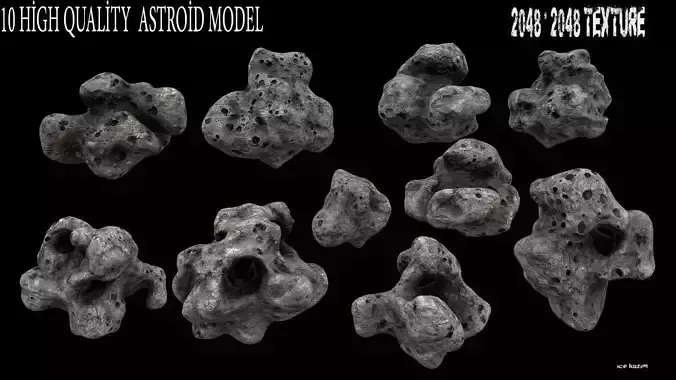 Astroid set 1 high quality asteroid Low-poly 3D model