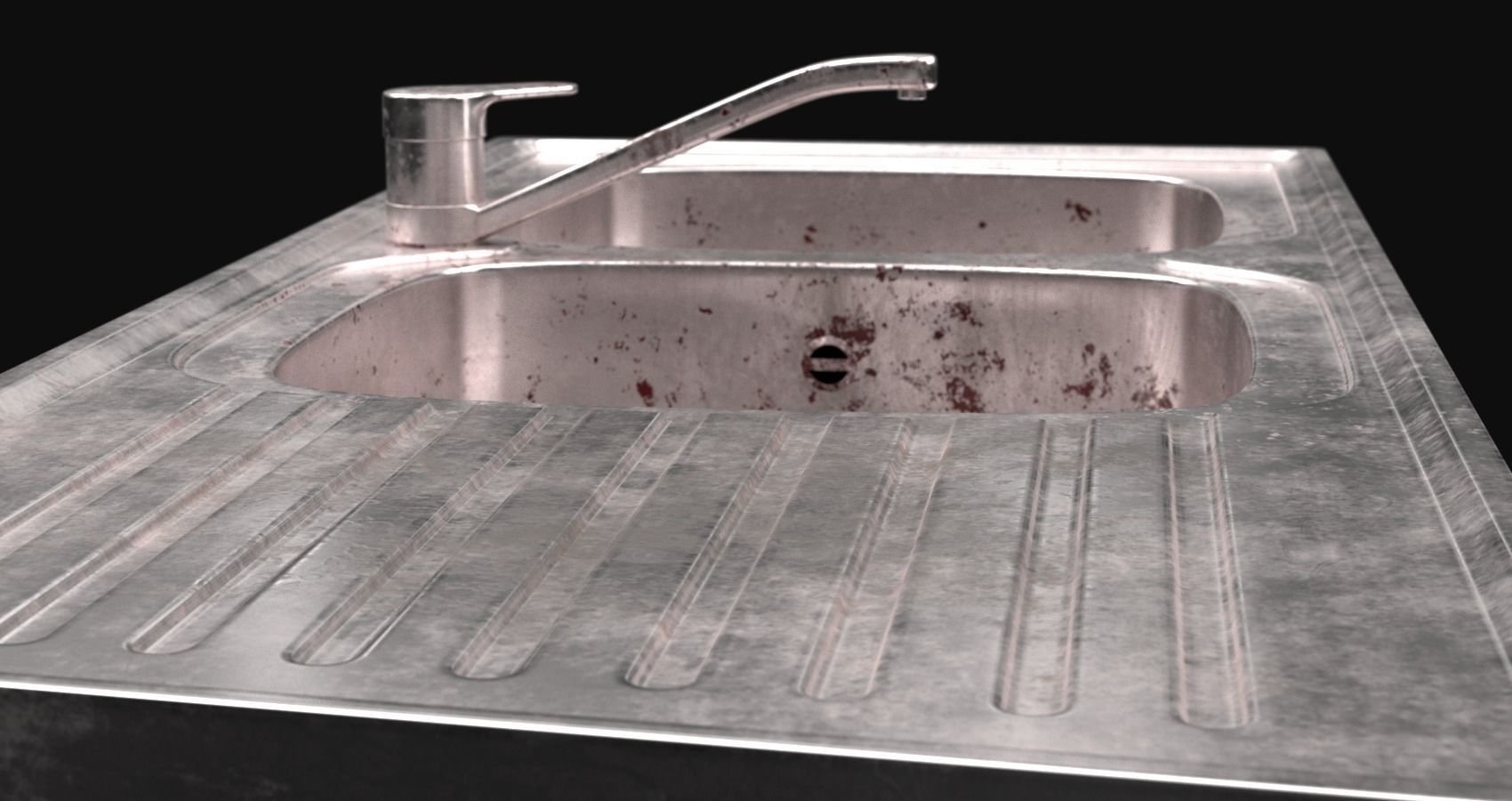 Metallic Sink Low-poly 3D model_12