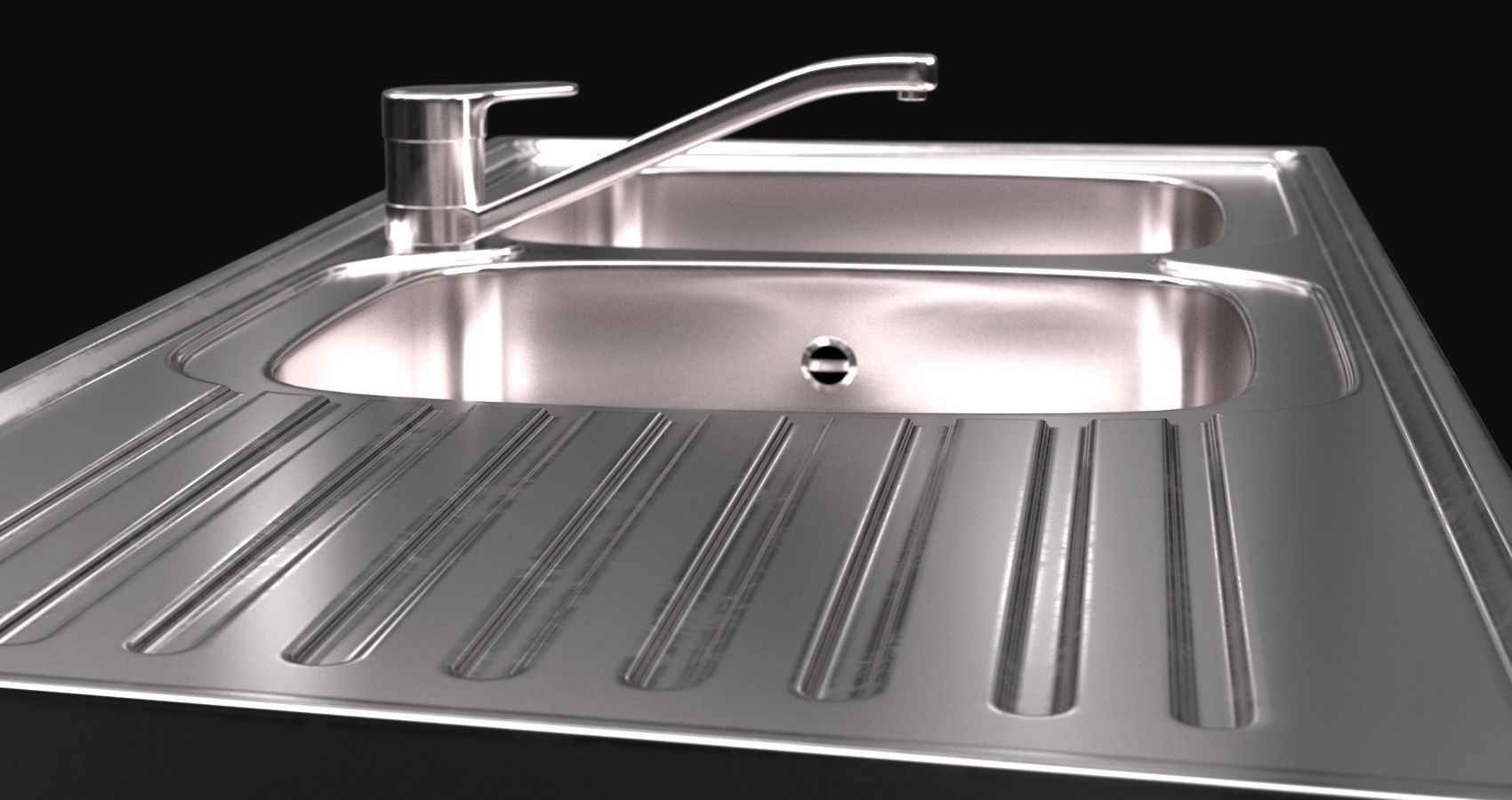 Metallic Sink Low-poly 3D model_10