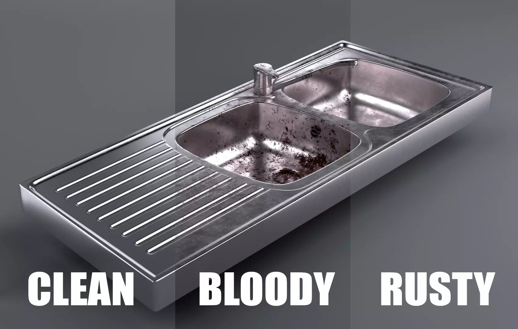 Metallic Sink Low-poly 3D model_0