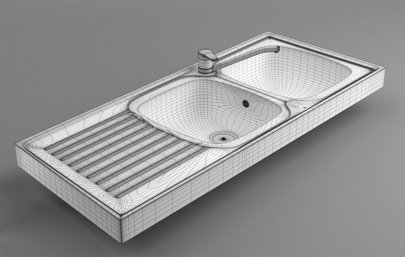 Metallic Sink Low-poly 3D model_6