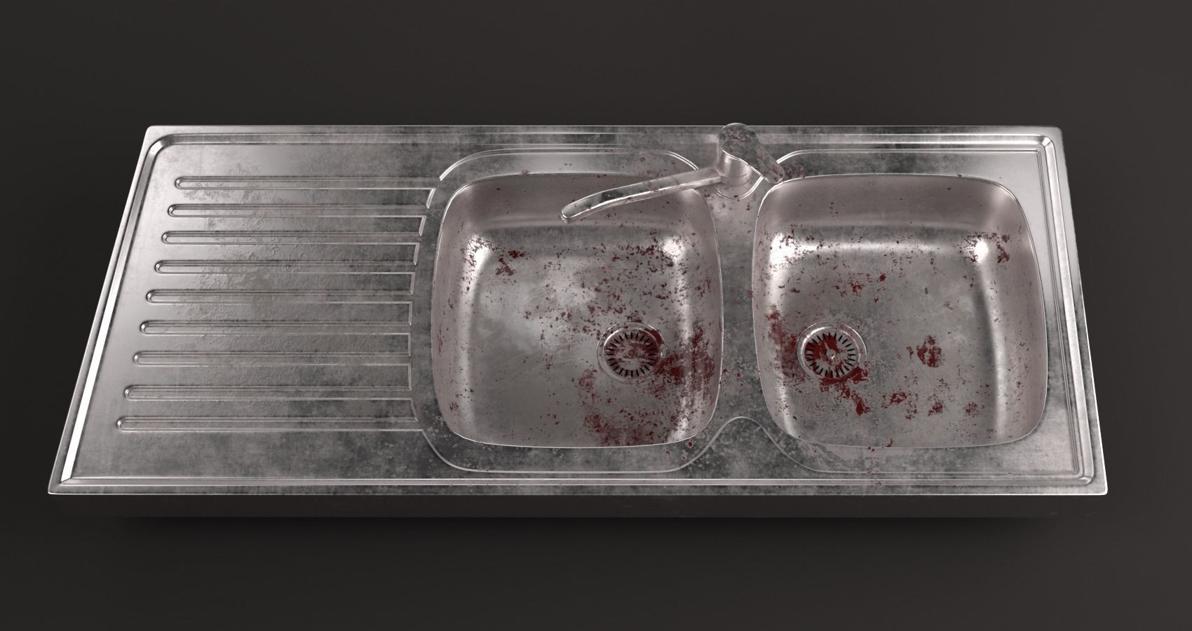 Metallic Sink Low-poly 3D model_9