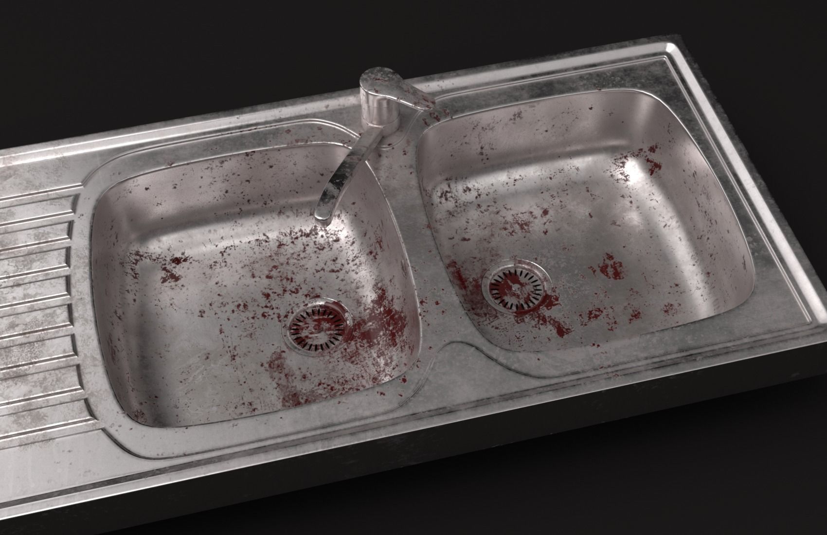 Metallic Sink Low-poly 3D model_15