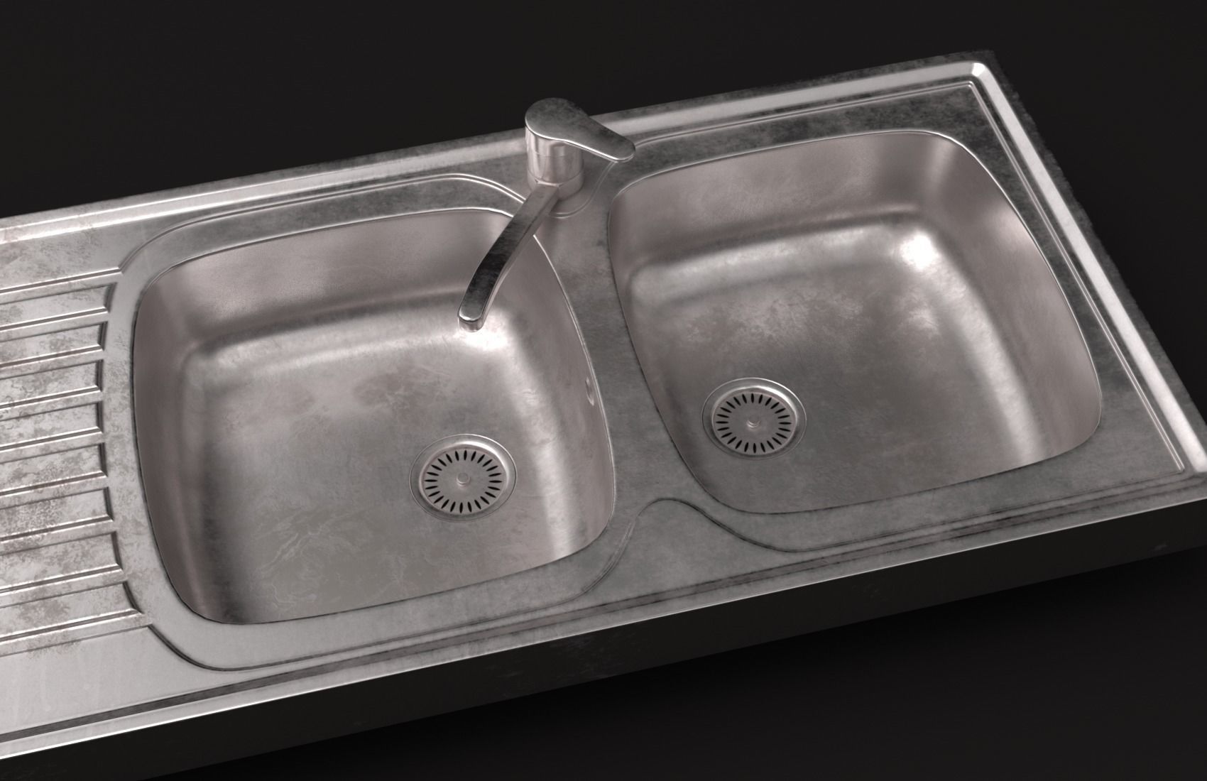 Metallic Sink Low-poly 3D model_14