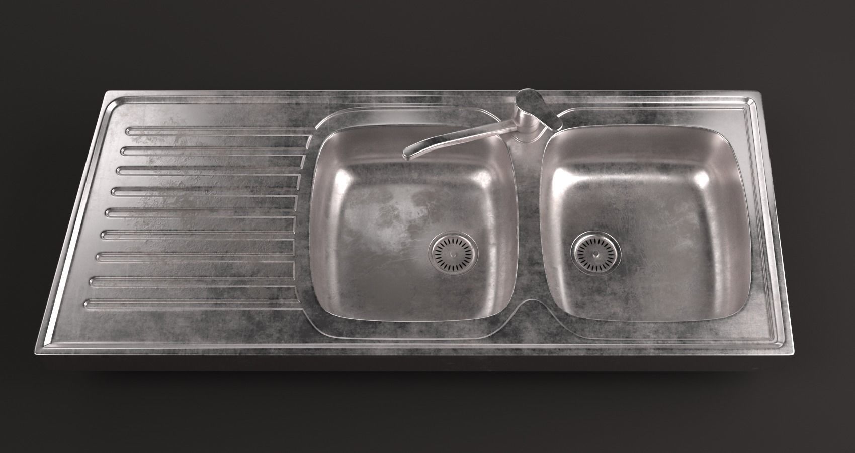 Metallic Sink Low-poly 3D model_8