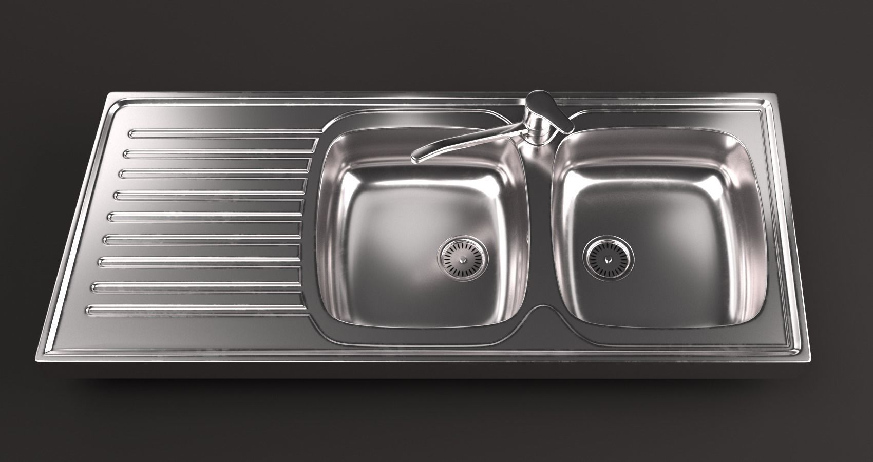 Metallic Sink Low-poly 3D model_7