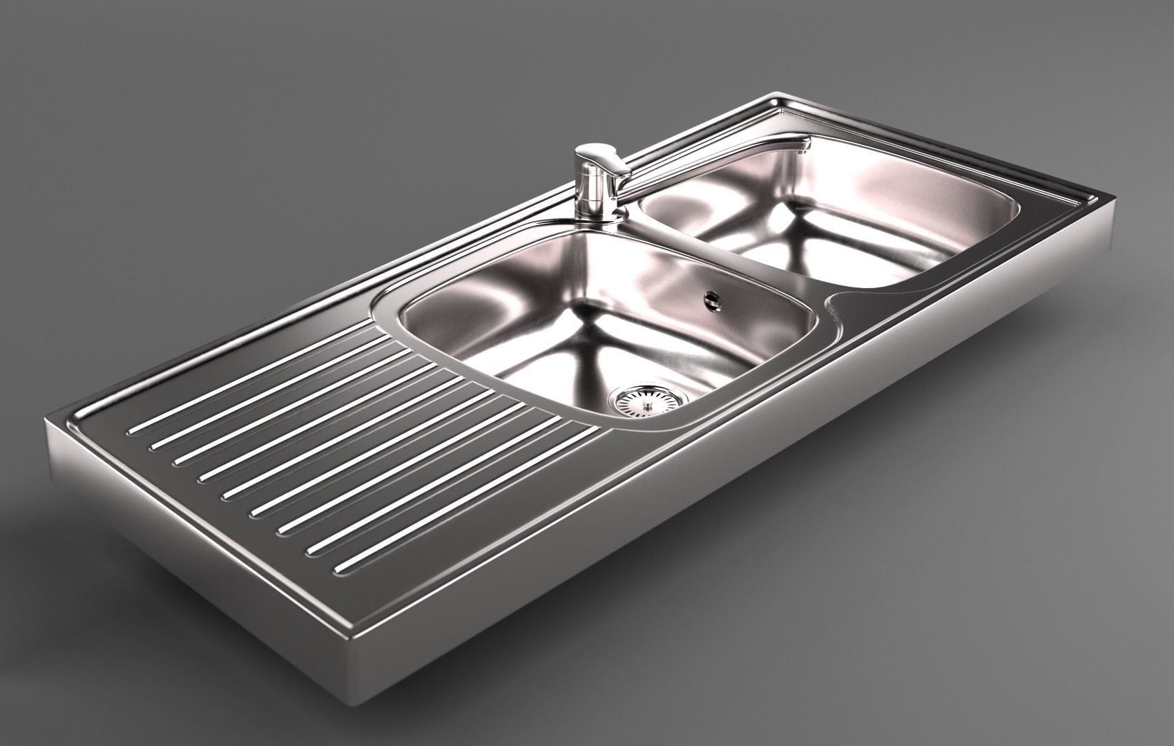 Metallic Sink Low-poly 3D model_1