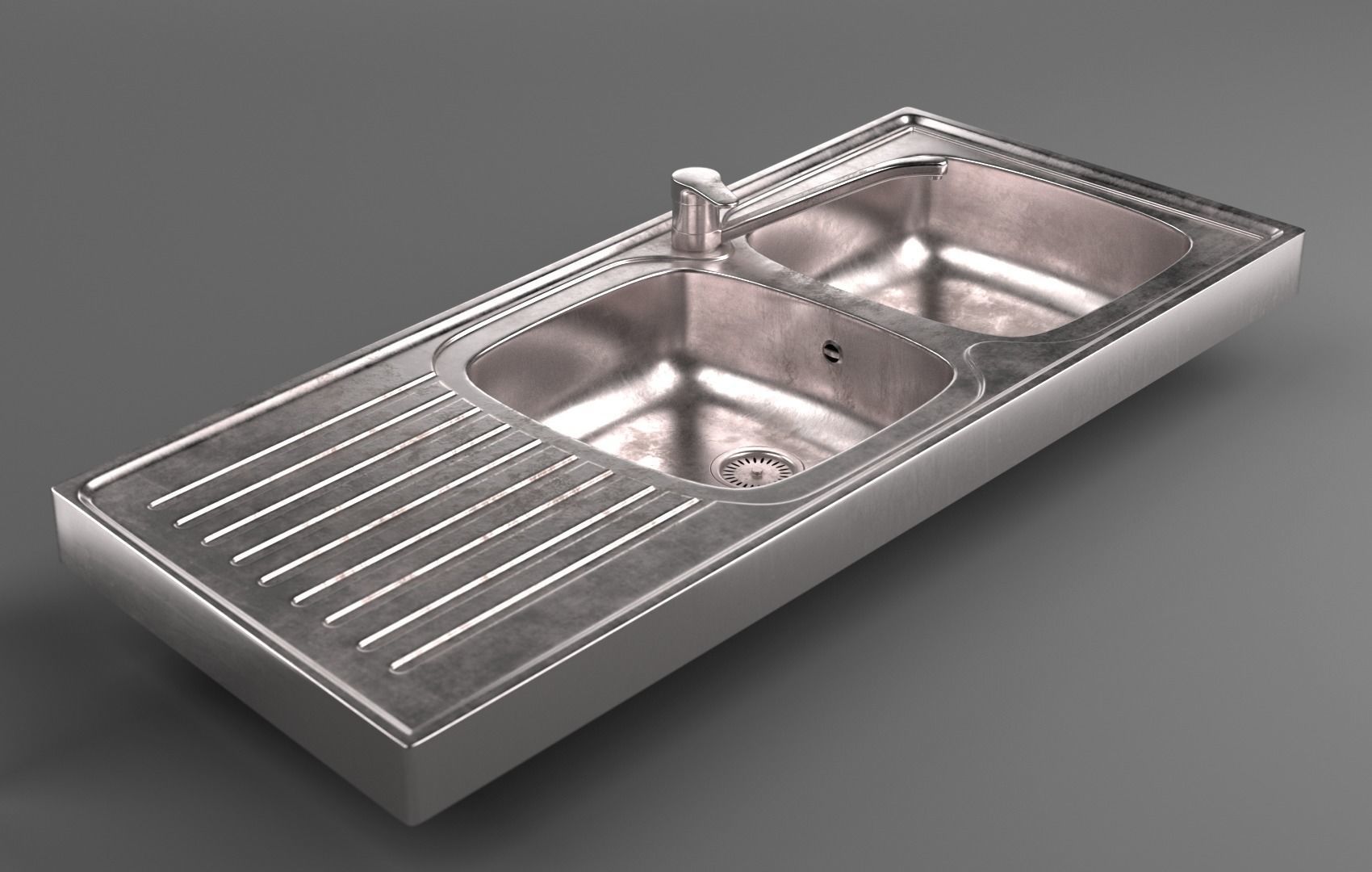 Metallic Sink Low-poly 3D model_2