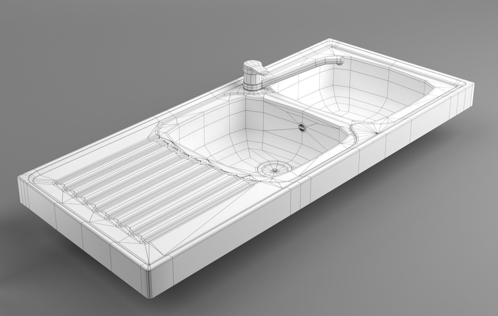 Metallic Sink Low-poly 3D model_4