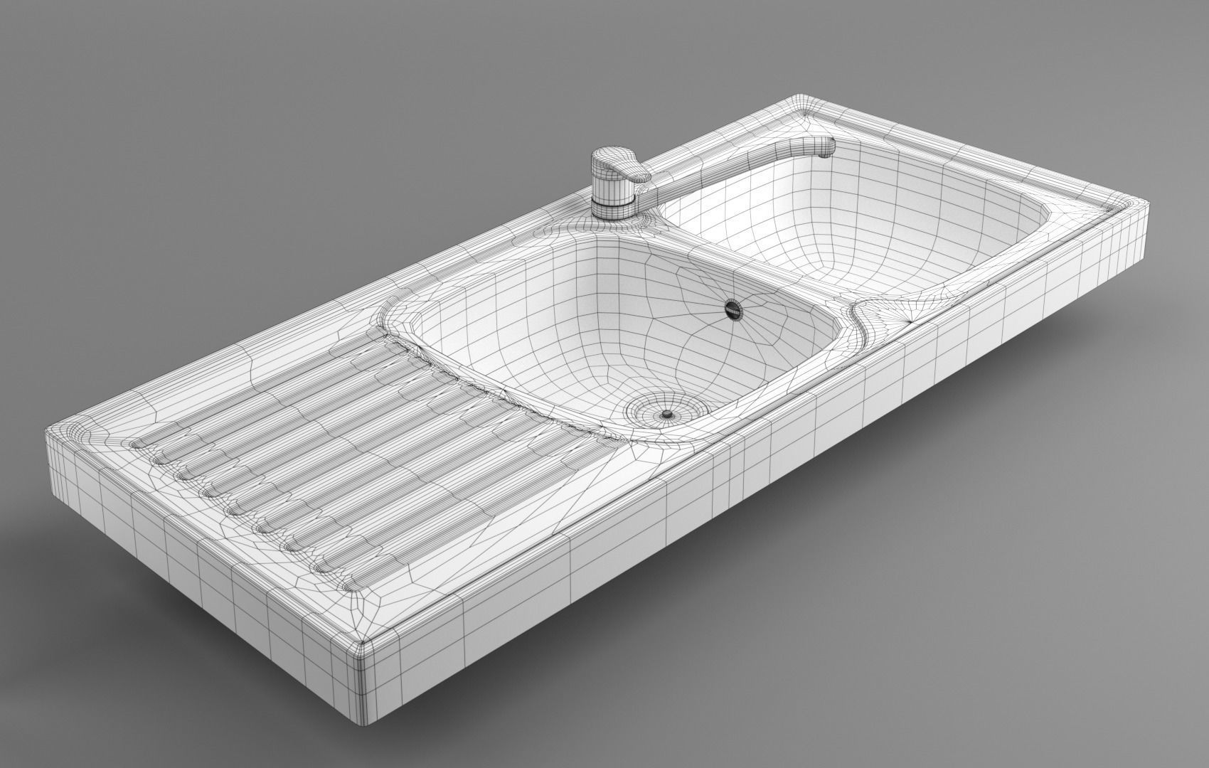 Metallic Sink Low-poly 3D model_5