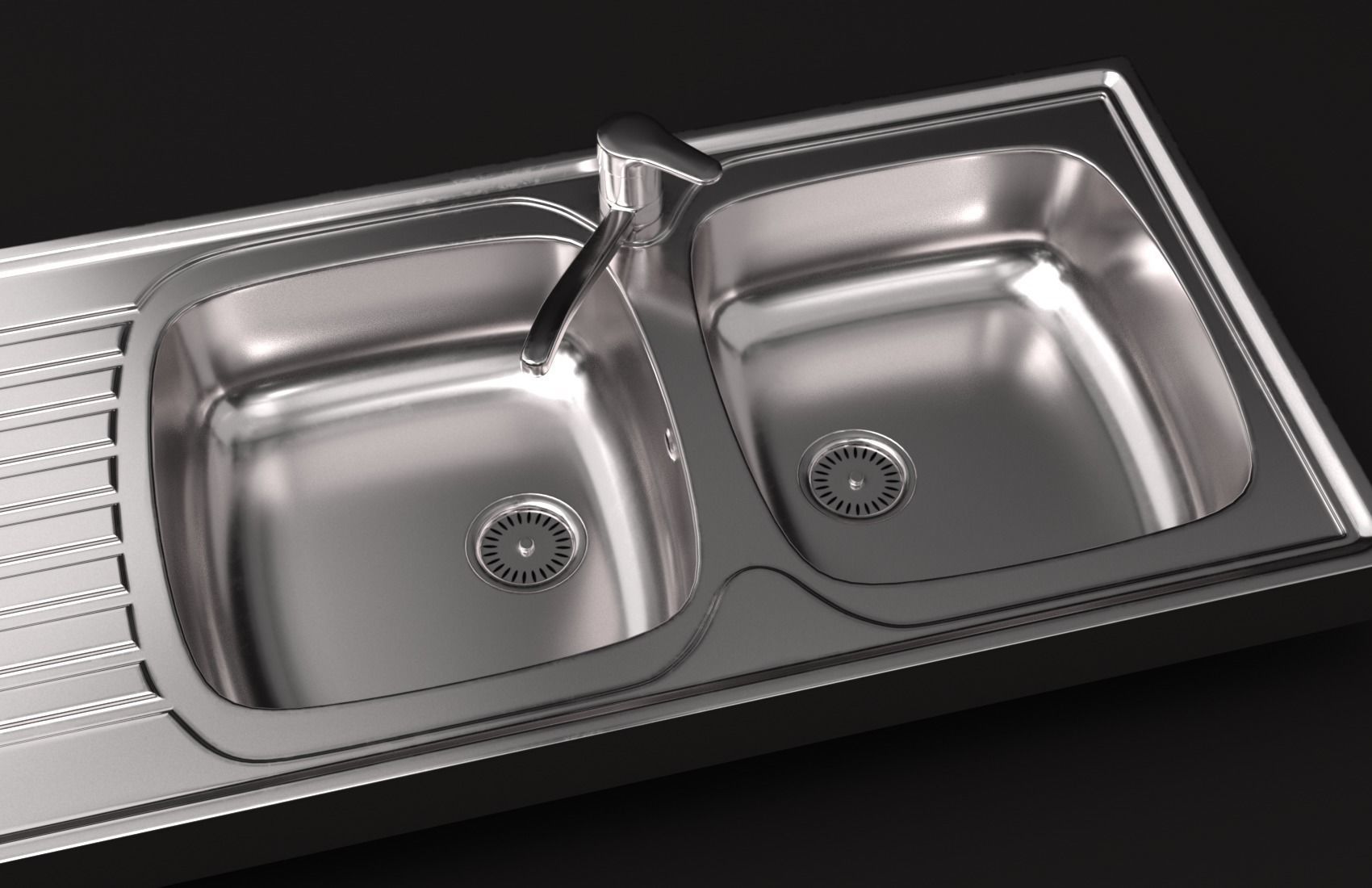 Metallic Sink Low-poly 3D model_13