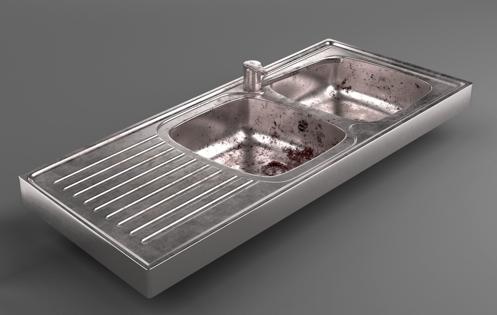 Metallic Sink Low-poly 3D model_3