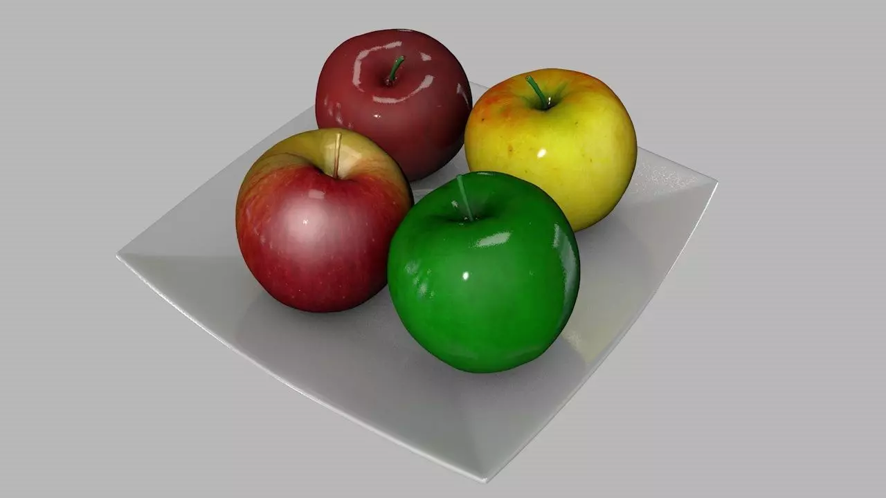 3D Apples Plate 3D model_0