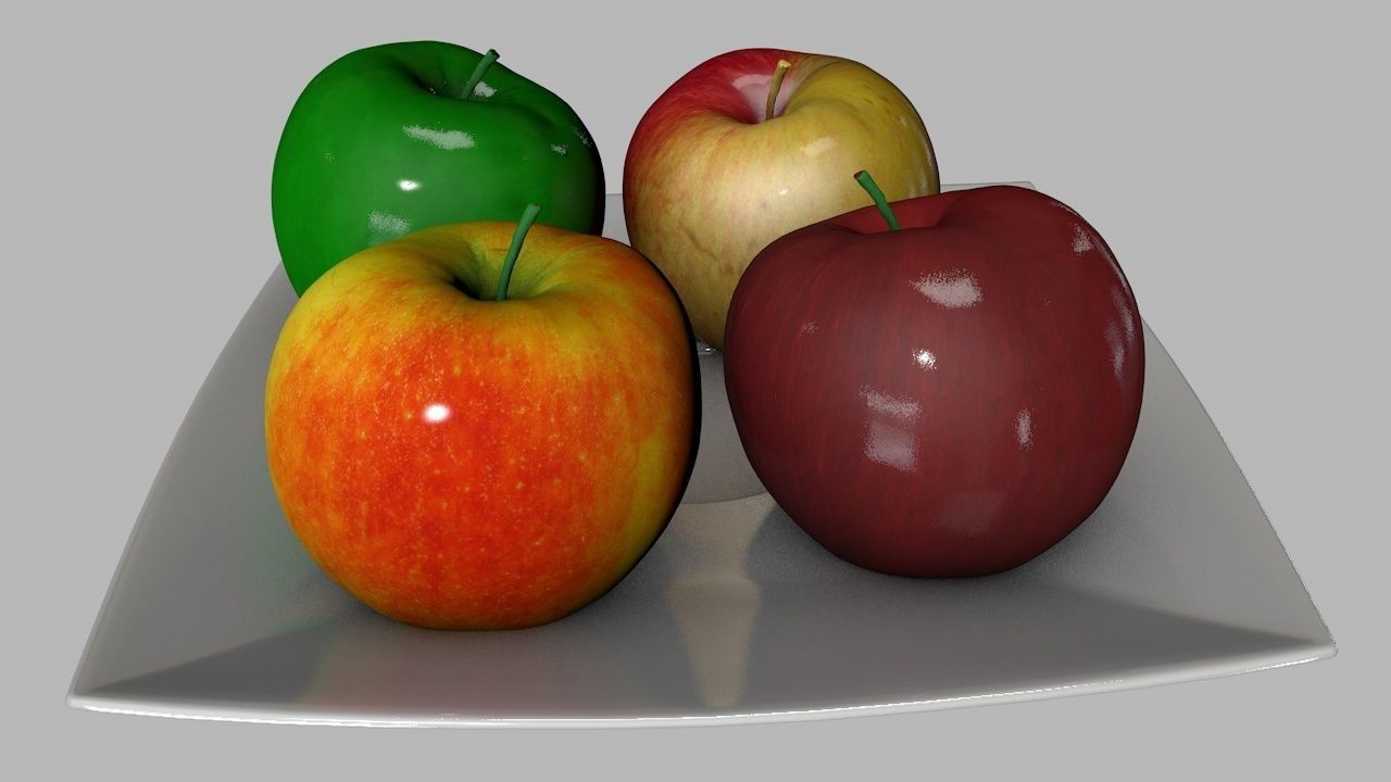 3D Apples Plate 3D model_6