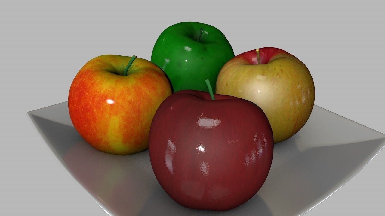 3D Apples Plate 3D model_3