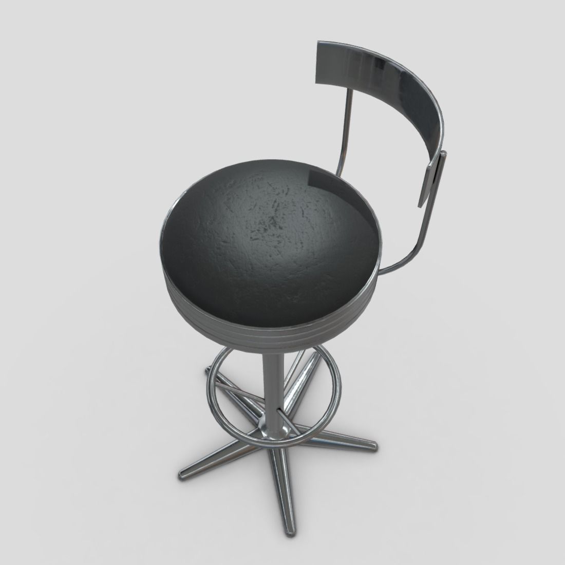 Stool 5 bar Low-poly 3D model_4
