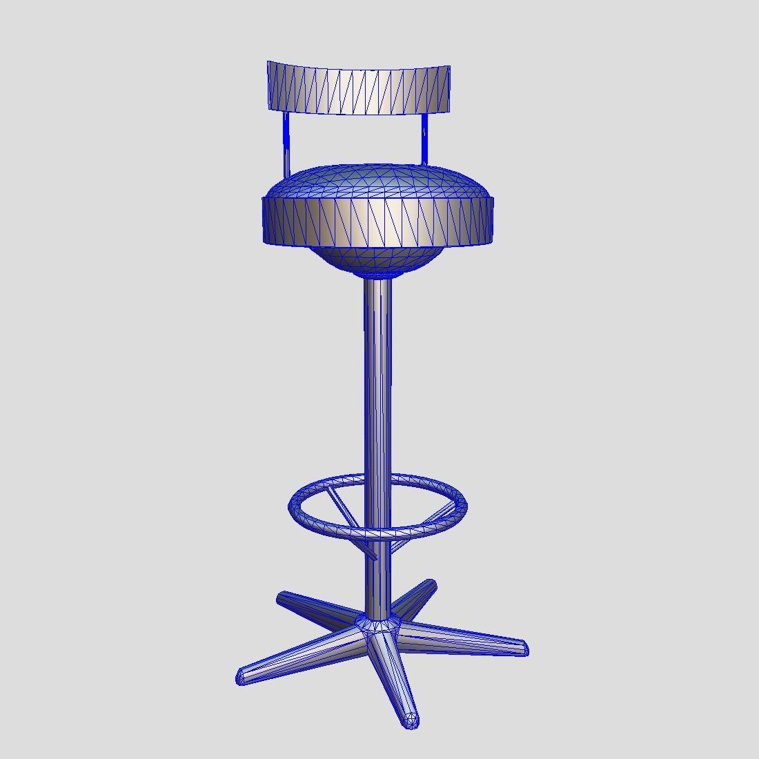 Stool 5 bar Low-poly 3D model_3