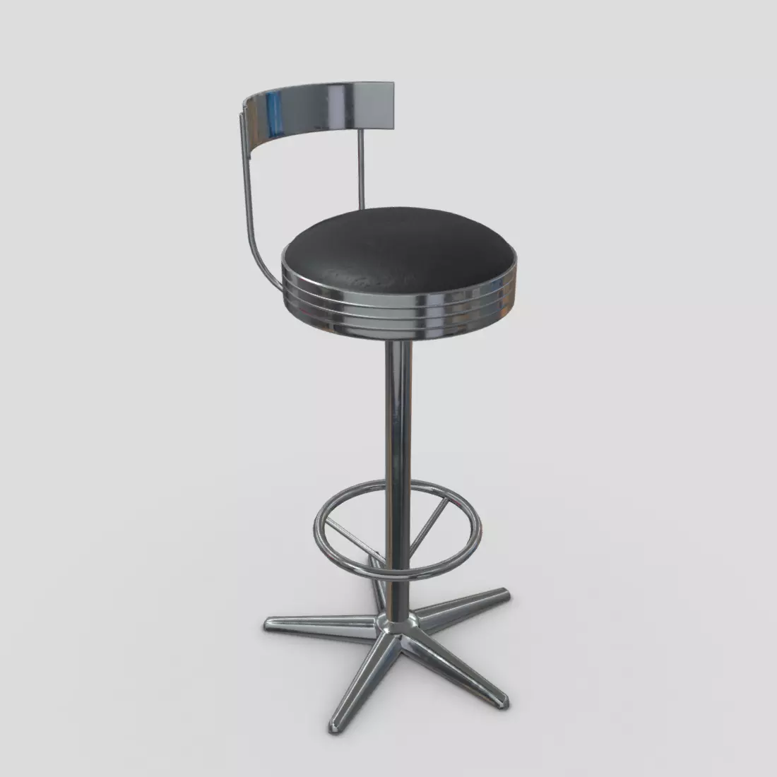 Stool 5 bar Low-poly 3D model_0