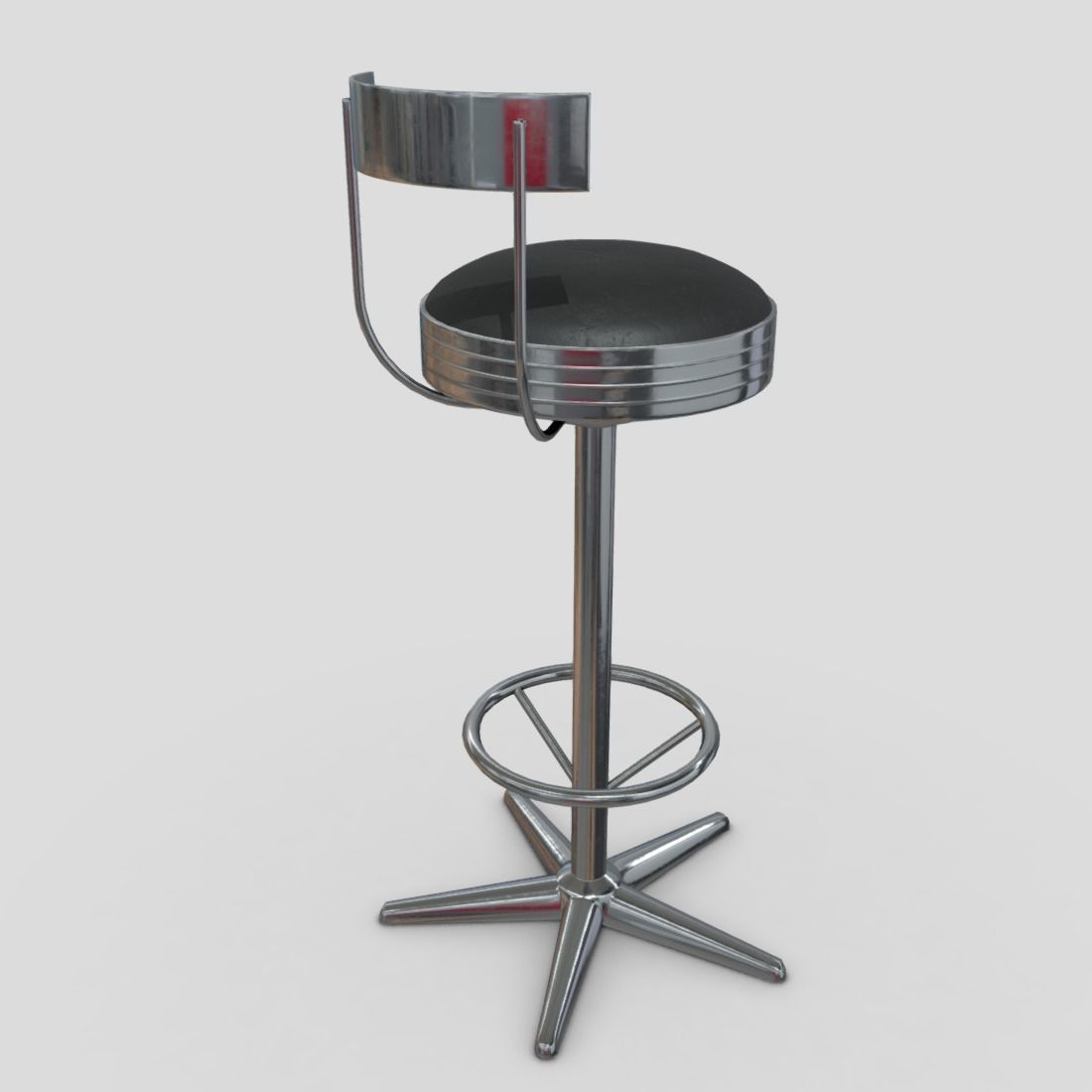 Stool 5 bar Low-poly 3D model_8