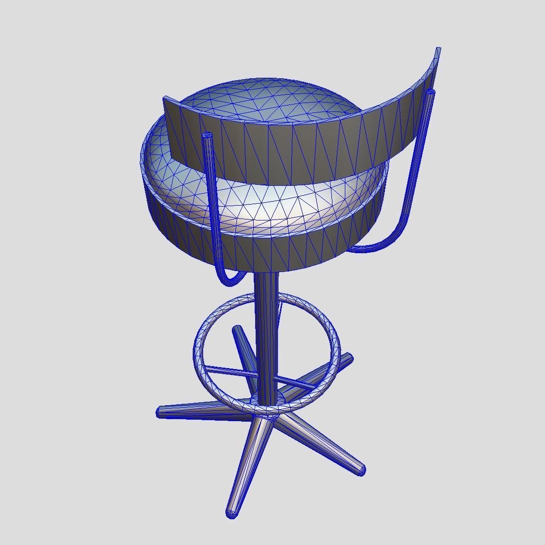 Stool 5 bar Low-poly 3D model_7