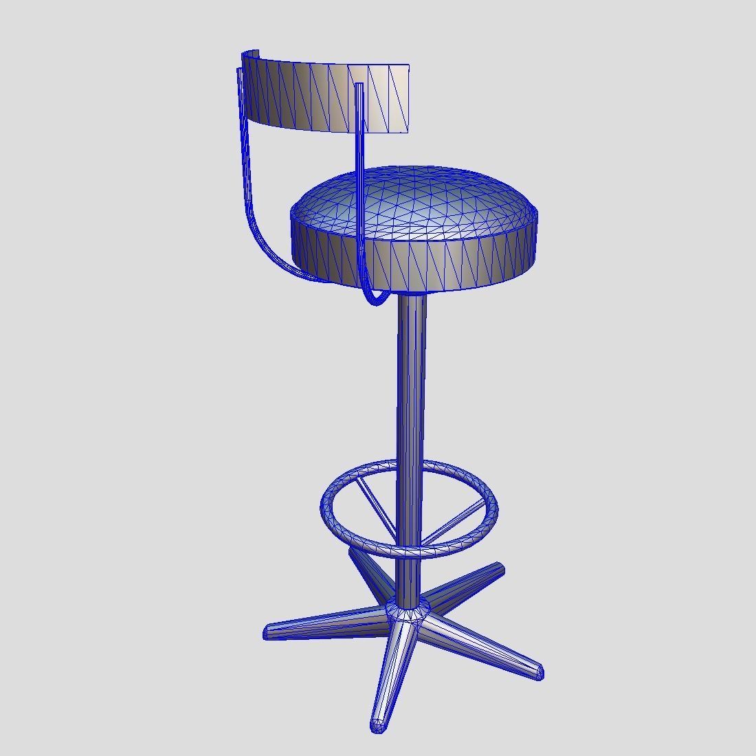 Stool 5 bar Low-poly 3D model_9