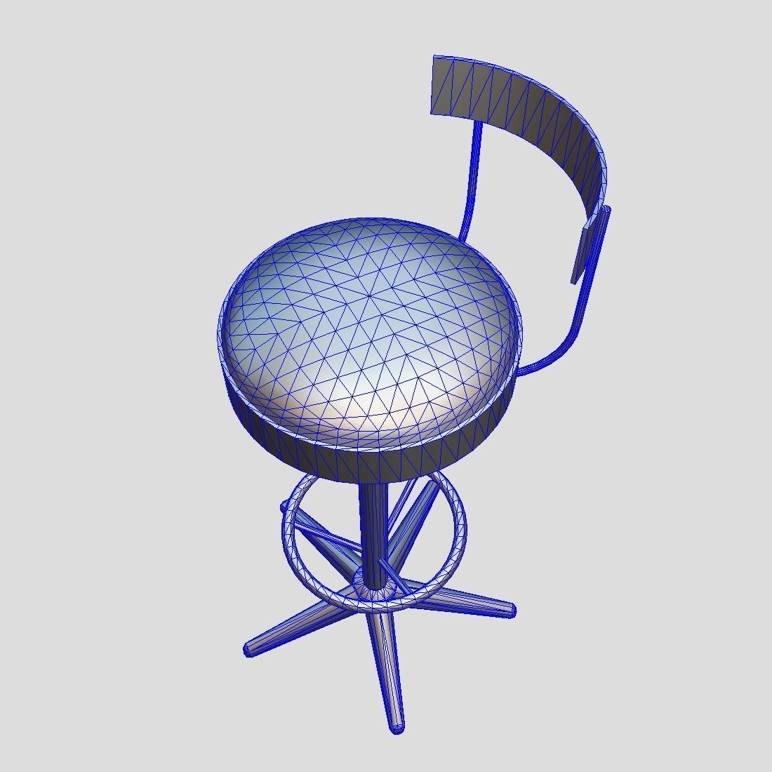 Stool 5 bar Low-poly 3D model_5