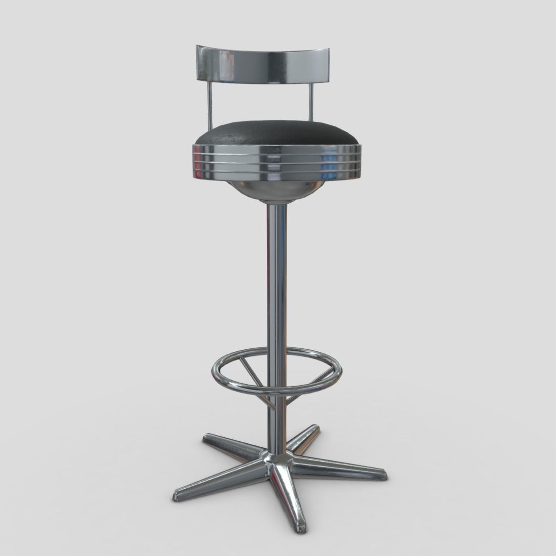 Stool 5 bar Low-poly 3D model_2