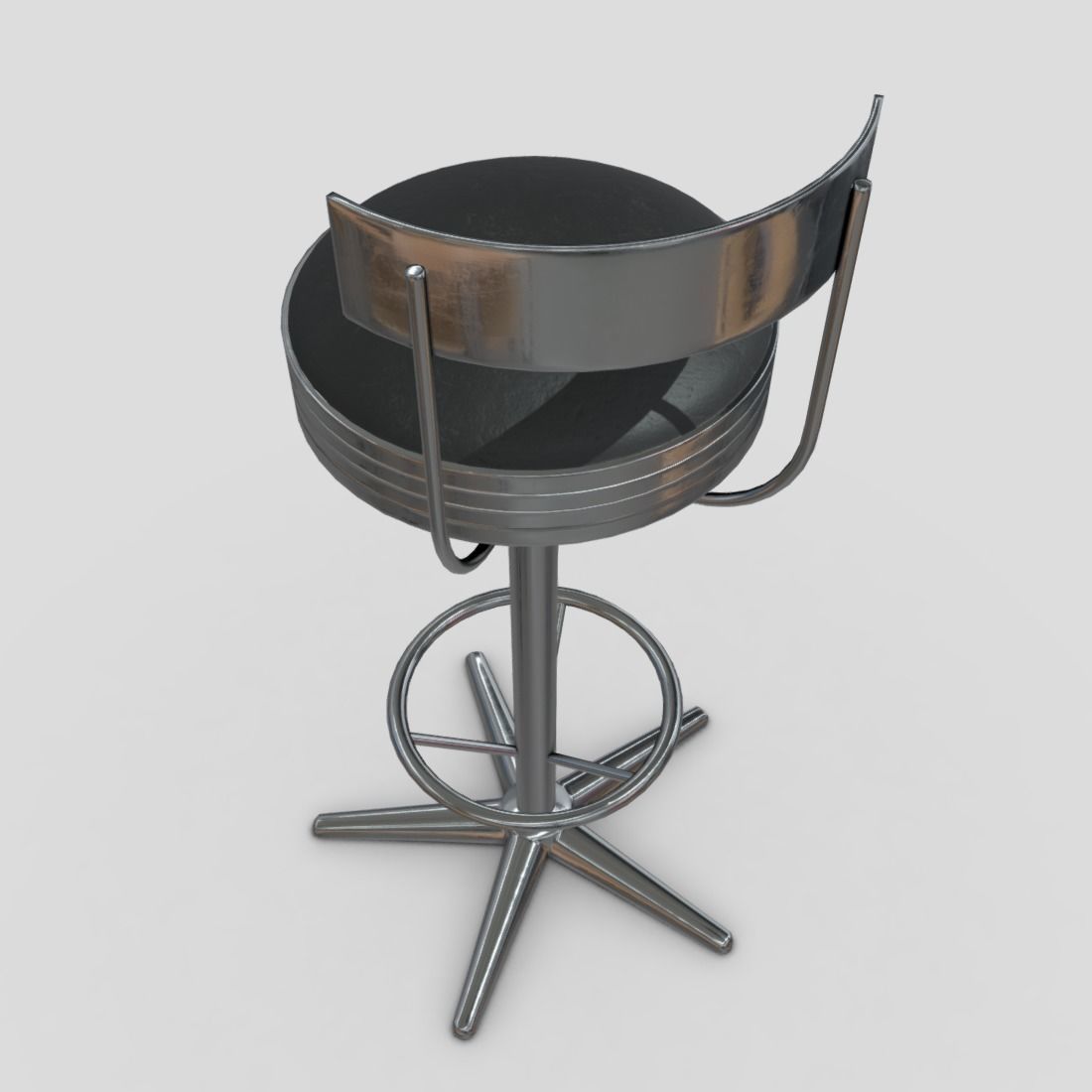 Stool 5 bar Low-poly 3D model_6