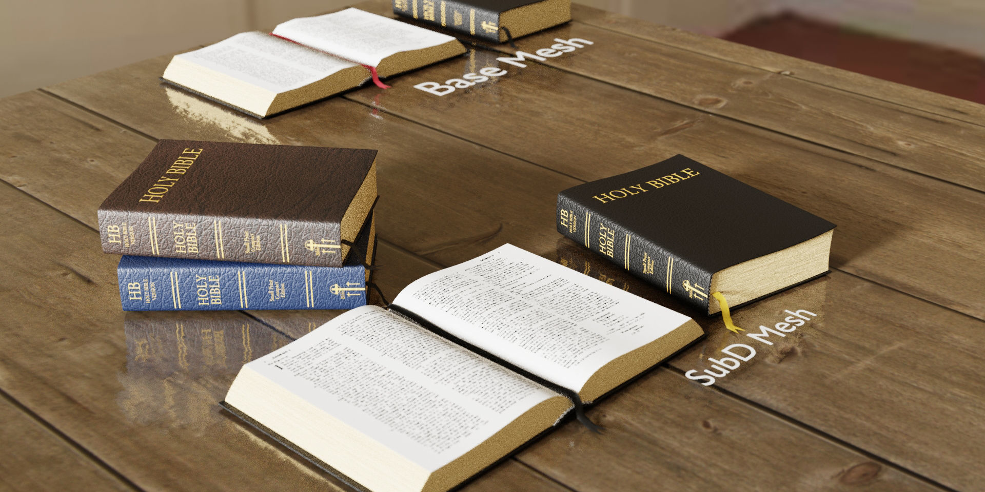 bible books holy 3d model Low-poly 3D model_7