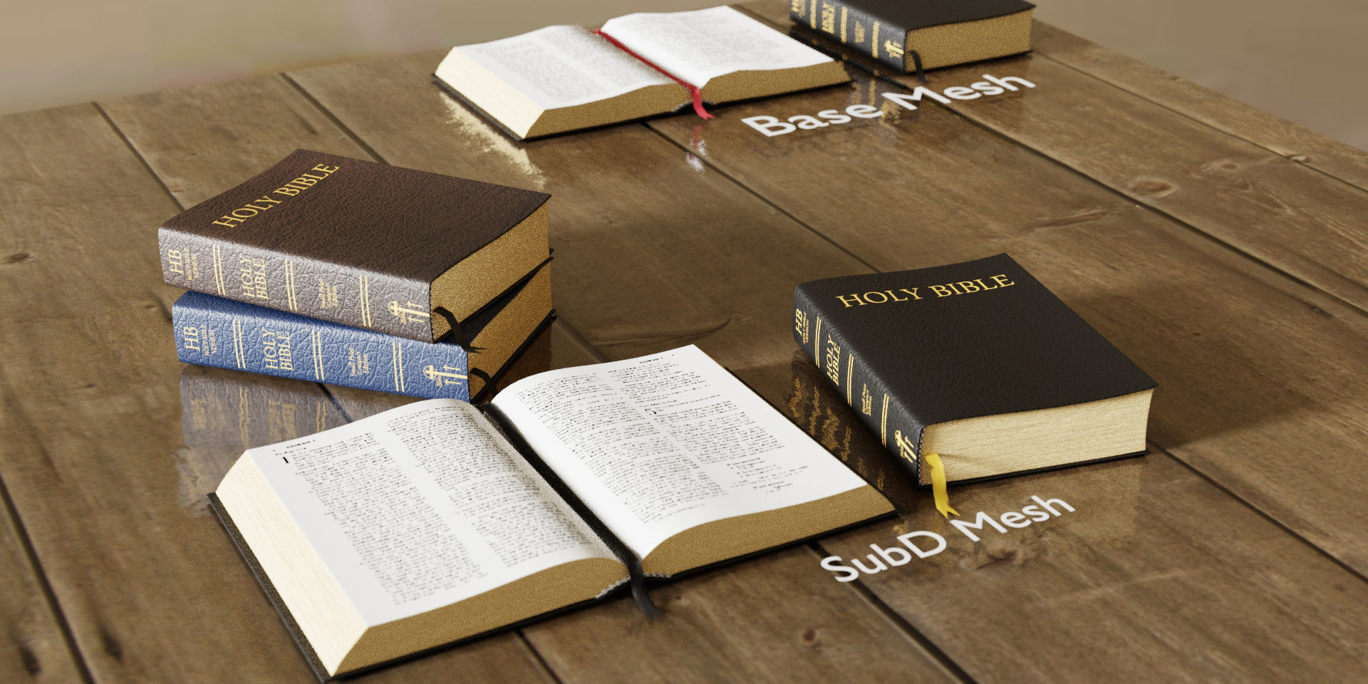 bible books holy 3d model Low-poly 3D model_6