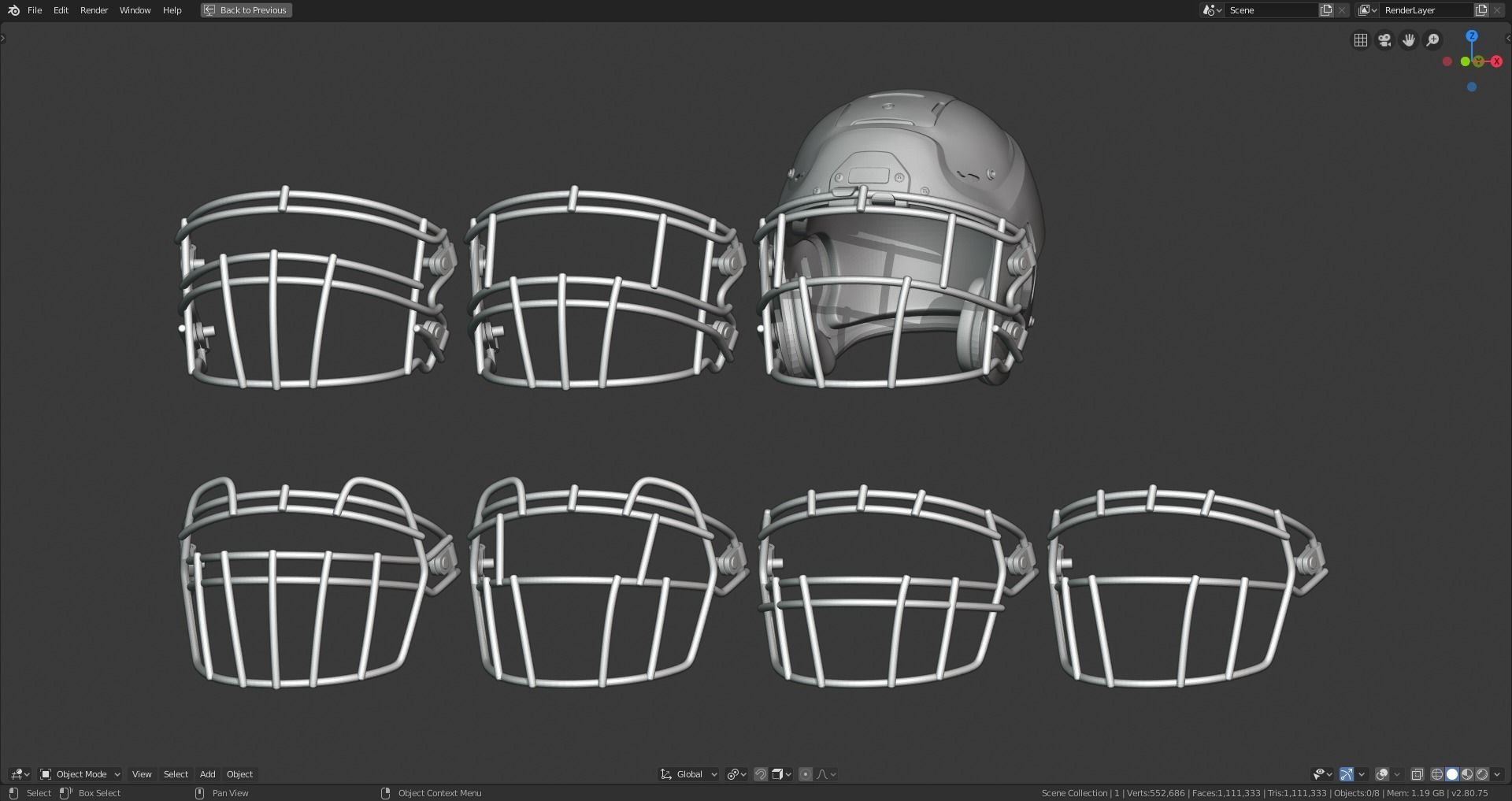 Printable Football Helmets 3D Model Collection_13