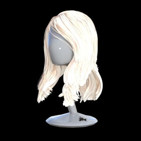 realistic hair blonde wig on mannequin 3D model_1