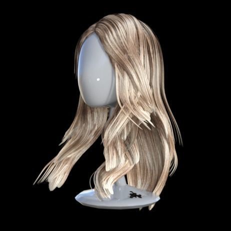 realistic hair wig with long blonde on mannequin 3D model_1