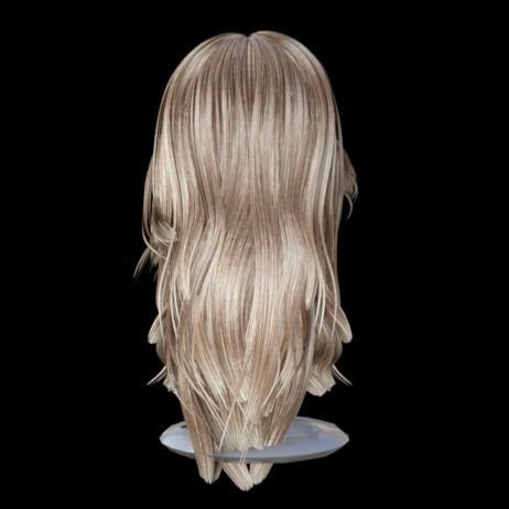 realistic hair wig with long blonde on mannequin 3D model_4