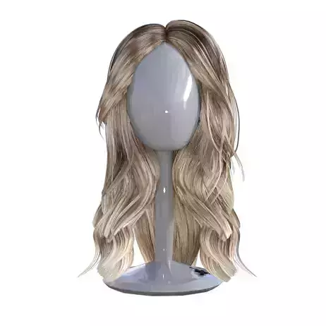 realistic hair wig with long blonde on mannequin 3D model