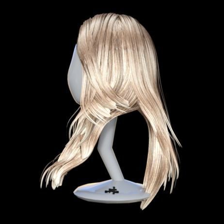 realistic hair wig with long blonde on mannequin 3D model_2
