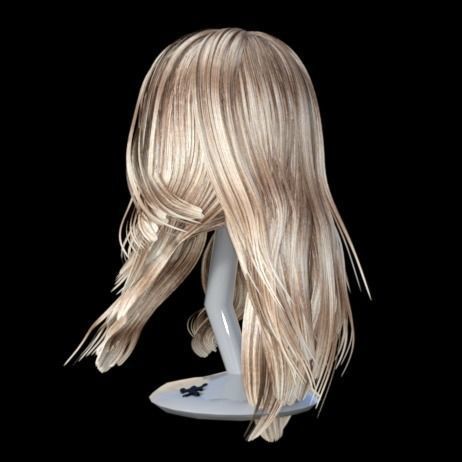 realistic hair wig with long blonde on mannequin 3D model_3