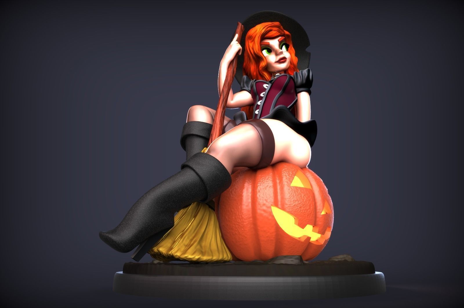 Witch Pinup - Pumpkin 3D print model_3