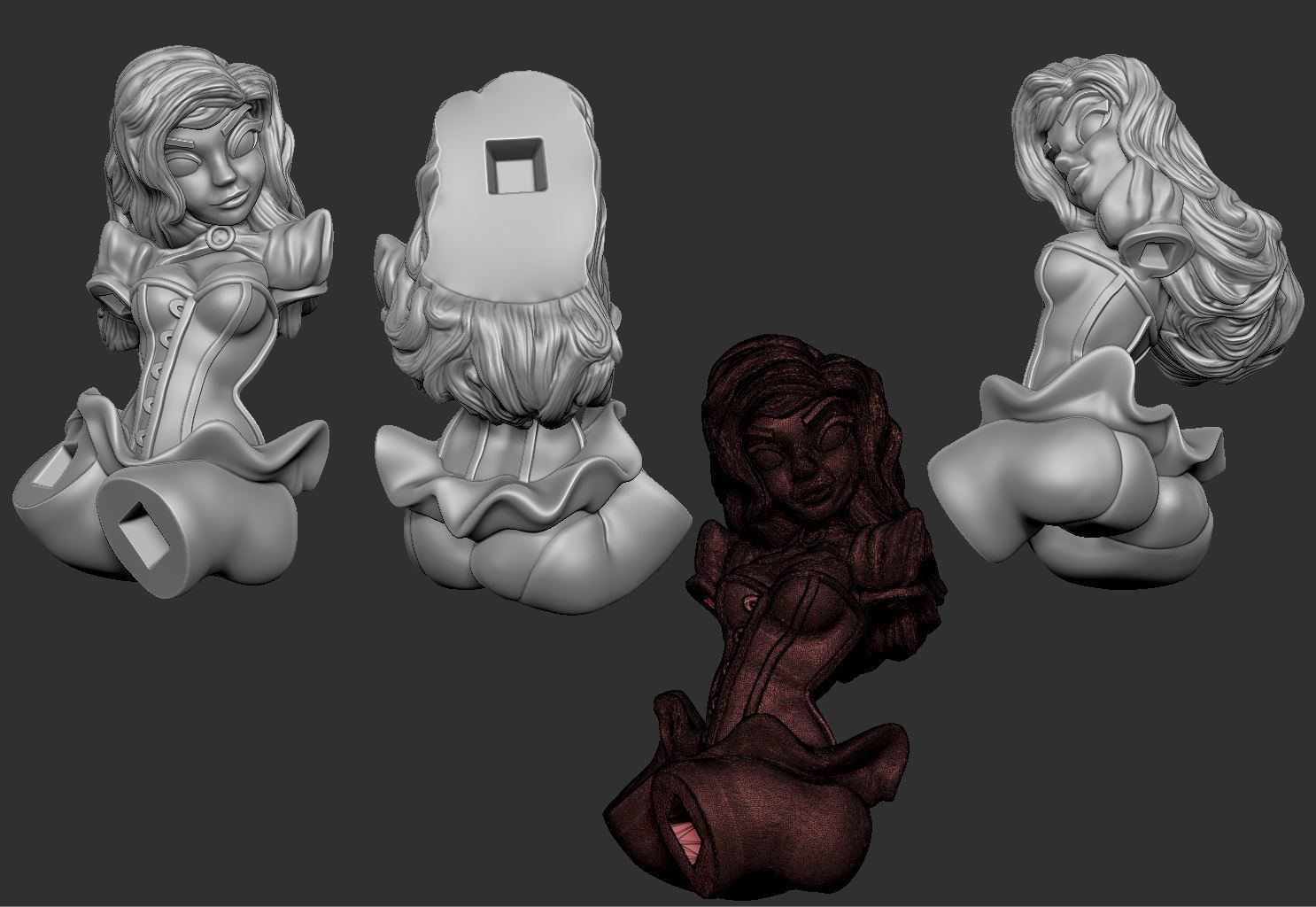 Witch Pinup - Pumpkin 3D print model_9