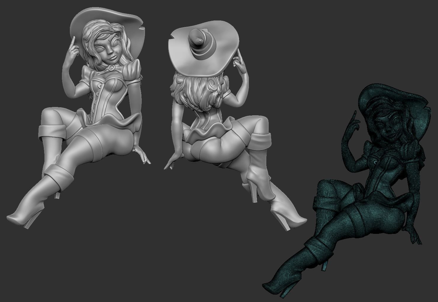 Witch Pinup - Pumpkin 3D print model_7