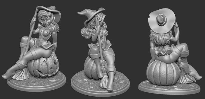 Witch Pinup - Pumpkin 3D print model