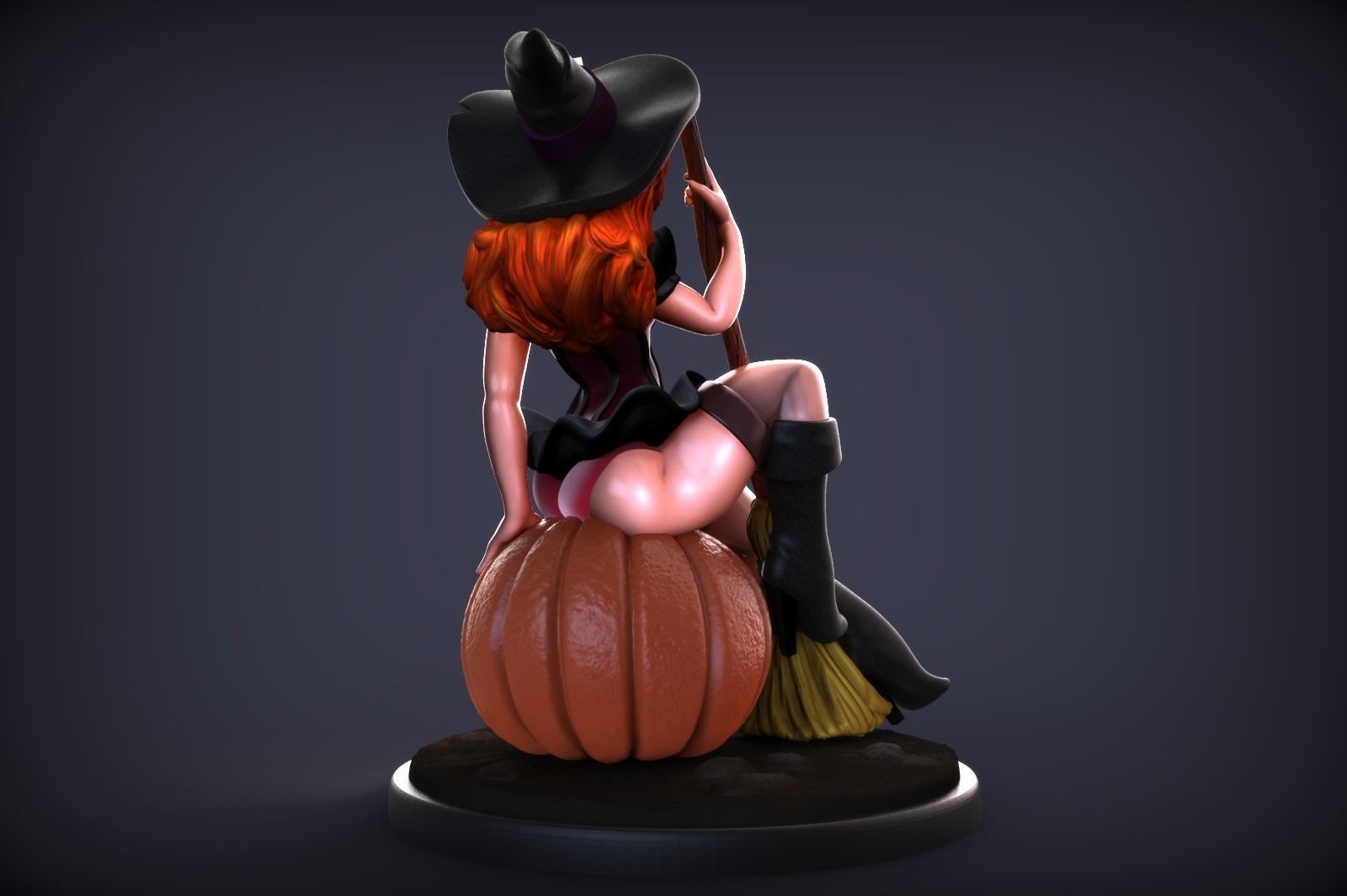 Witch Pinup - Pumpkin 3D print model_5